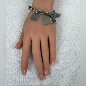 VINTAGE Ten Commandments Statement Bracelet Silver Tone Religious Faith Jewelry